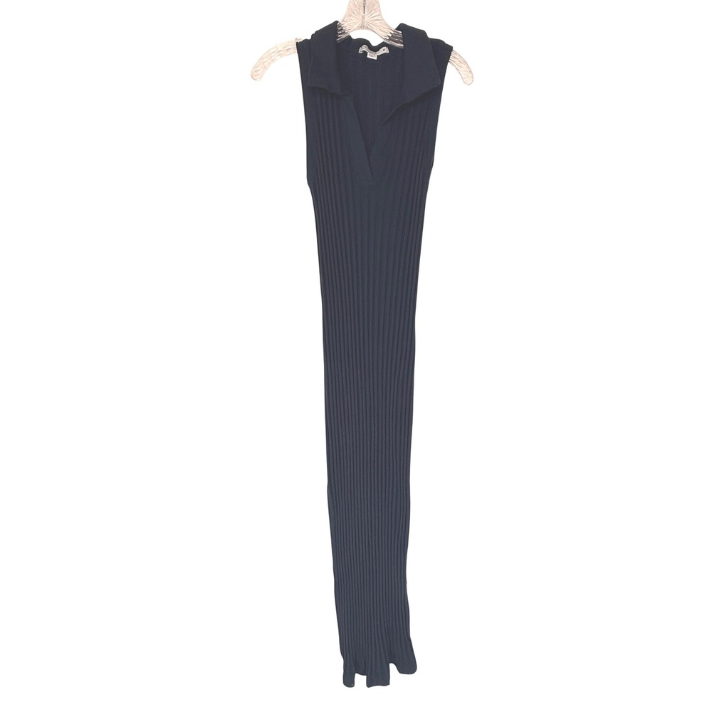 Stateside Midi Dress Ribbed Sleeveless Navy Blue Feminine Neutral Basic Medium